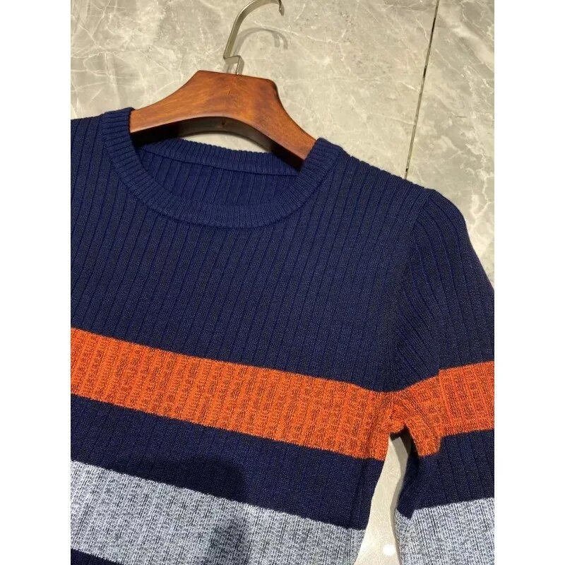 Multicolor Stripes Knit Fit Dress
