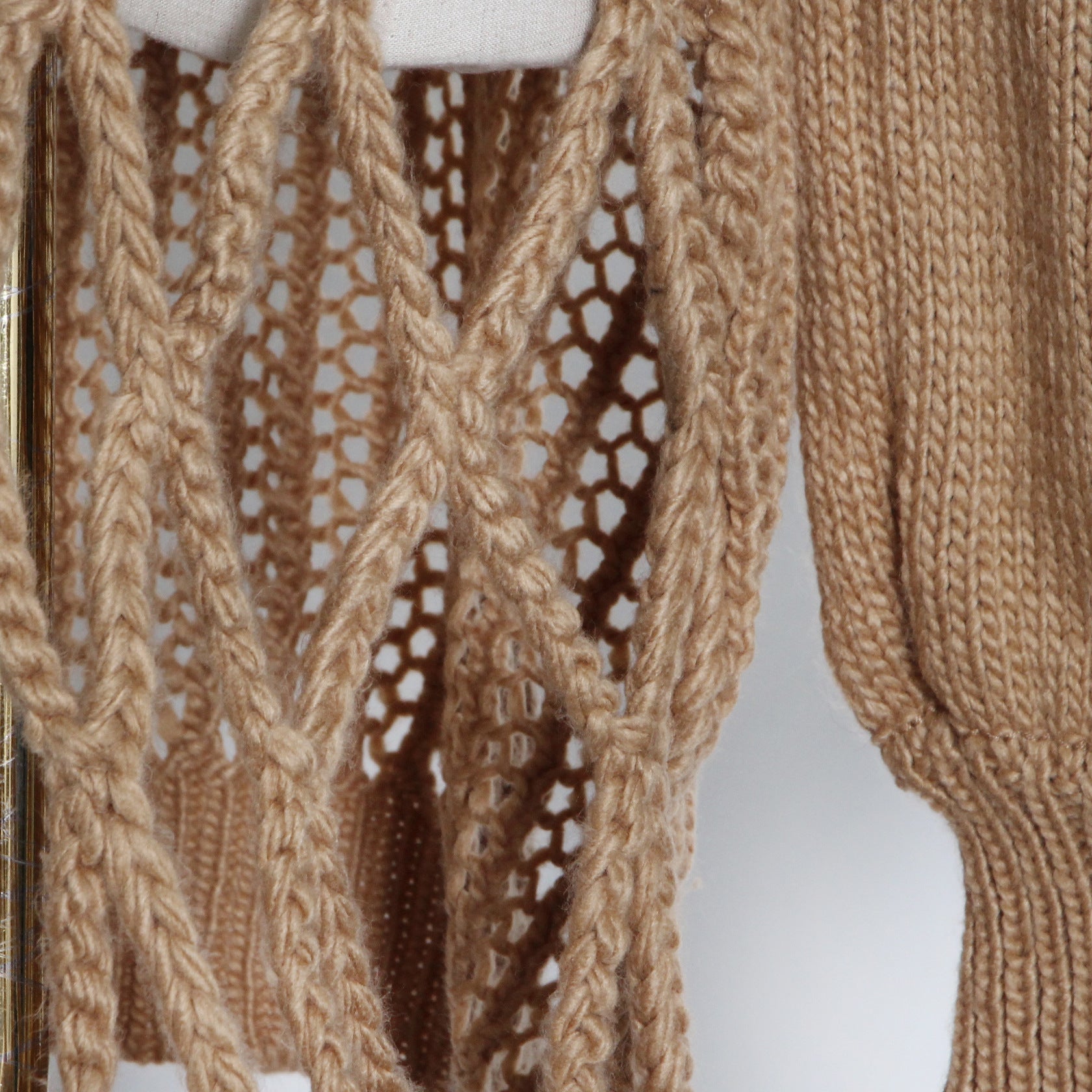 Net Overlay Loose Crochet Sweater