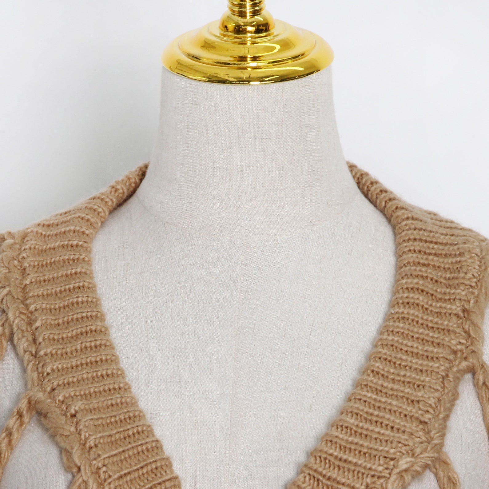 Net Overlay Loose Crochet Sweater