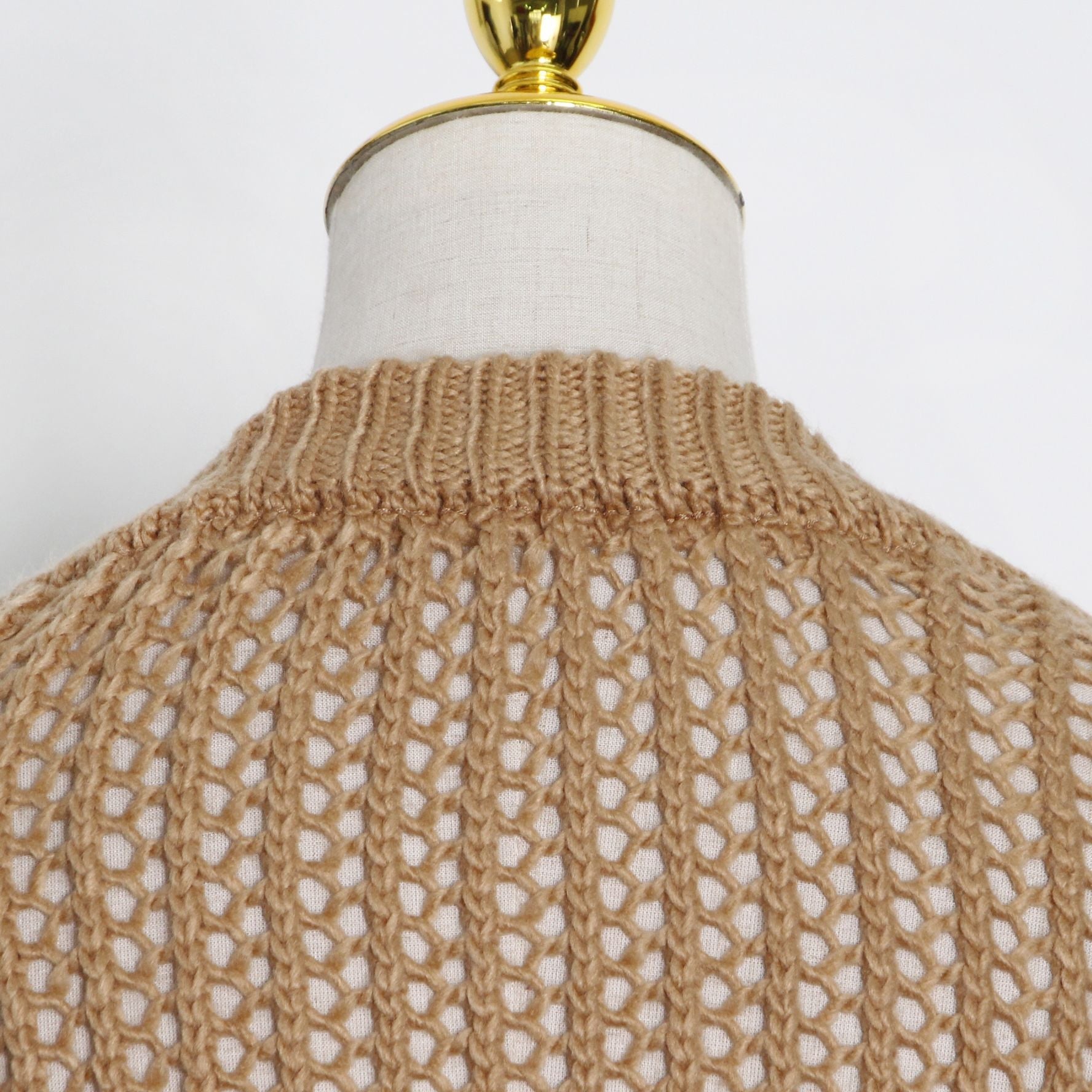 Net Overlay Loose Crochet Sweater