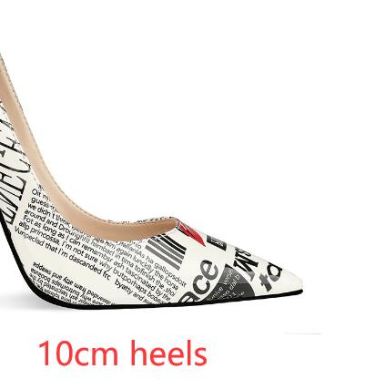 Newspaper Print Stiletto Pumps