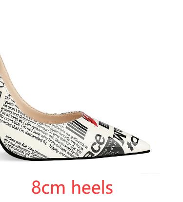 Newspaper Print Stiletto Pumps