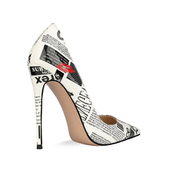 Newspaper Print Stiletto Pumps