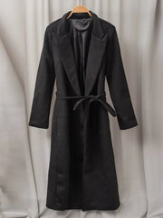 Notched Collar Lace-Up Trench Coat