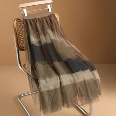 Nude Tones Layered Midi Skirt
