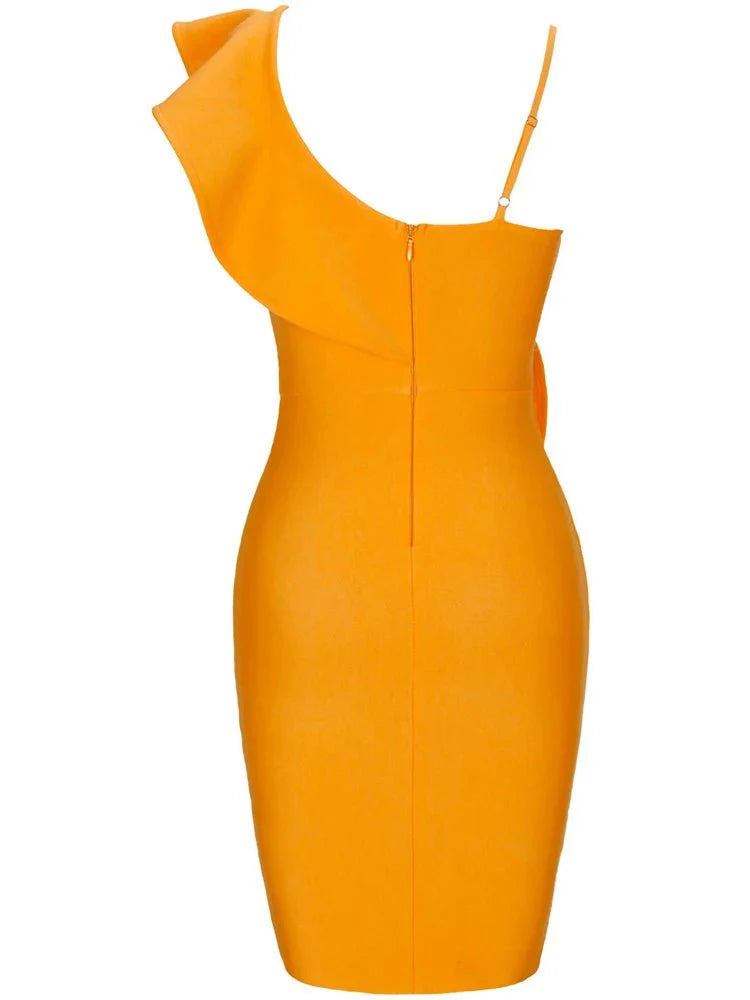 Oblique Ruffles Sleeveless Cocktail Dress