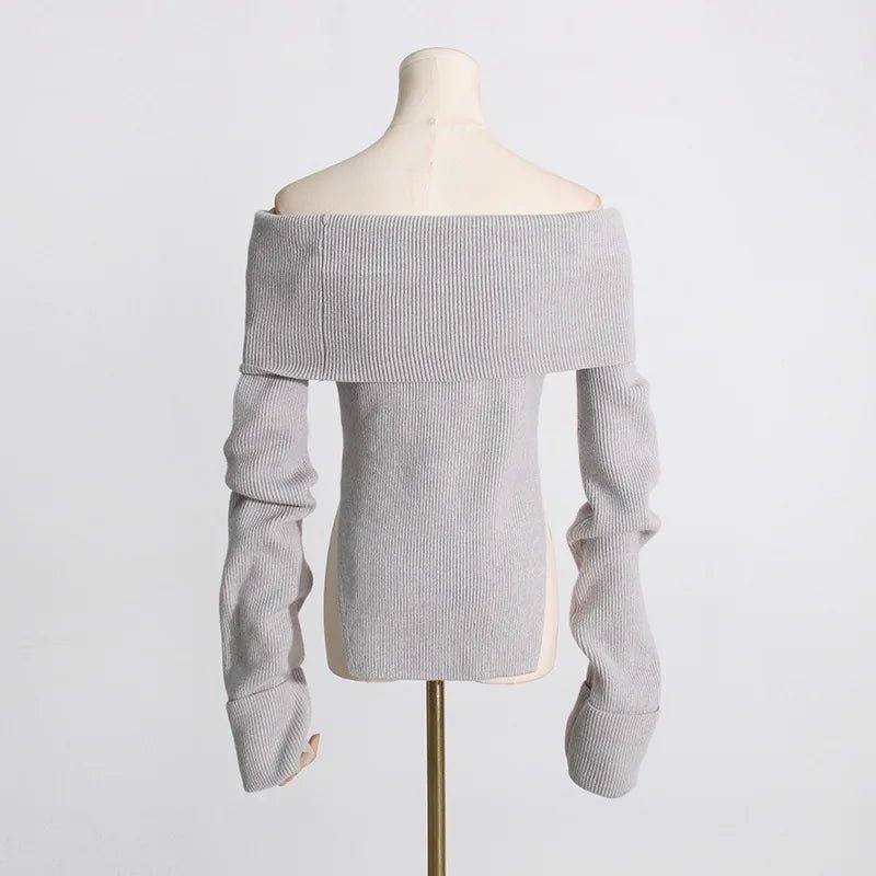 Off Shoulder Knit Cropped Sweater