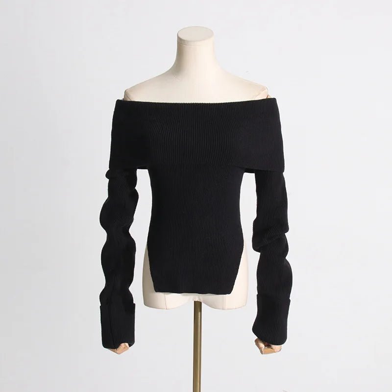 Off Shoulder Knit Cropped Sweater