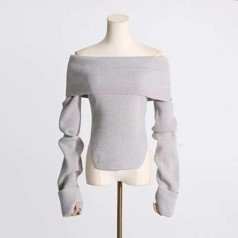 Off Shoulder Knit Cropped Sweater