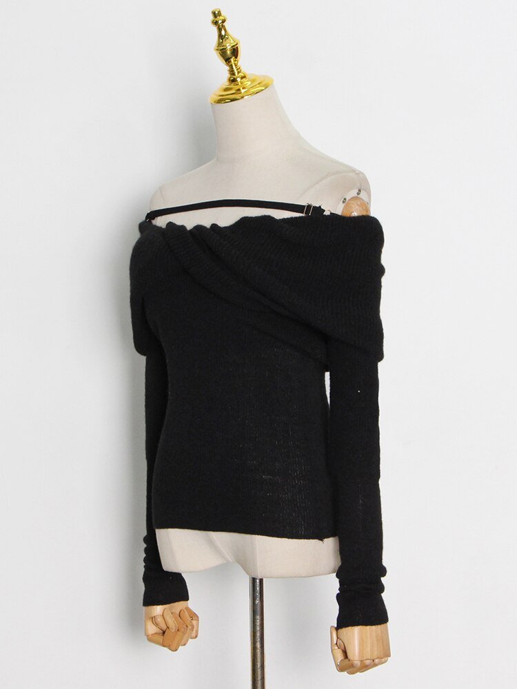 Off-Shoulder Knit Sweater