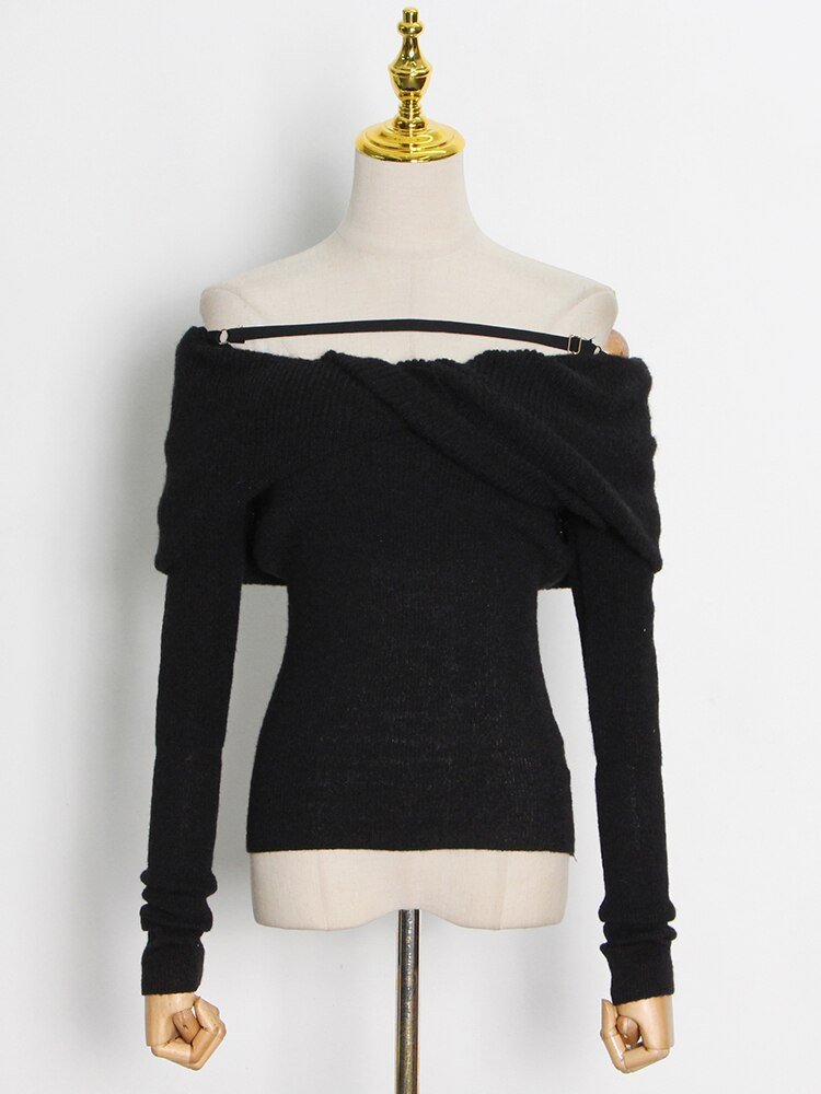 Off-Shoulder Knit Sweater