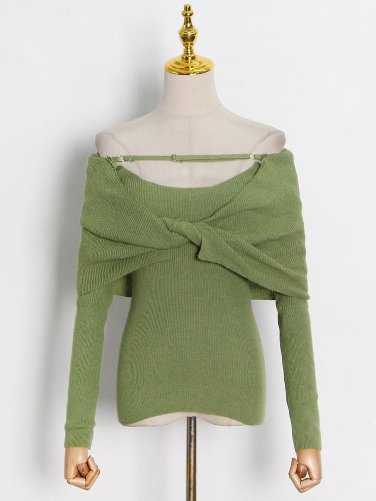 Off-Shoulder Knit Sweater