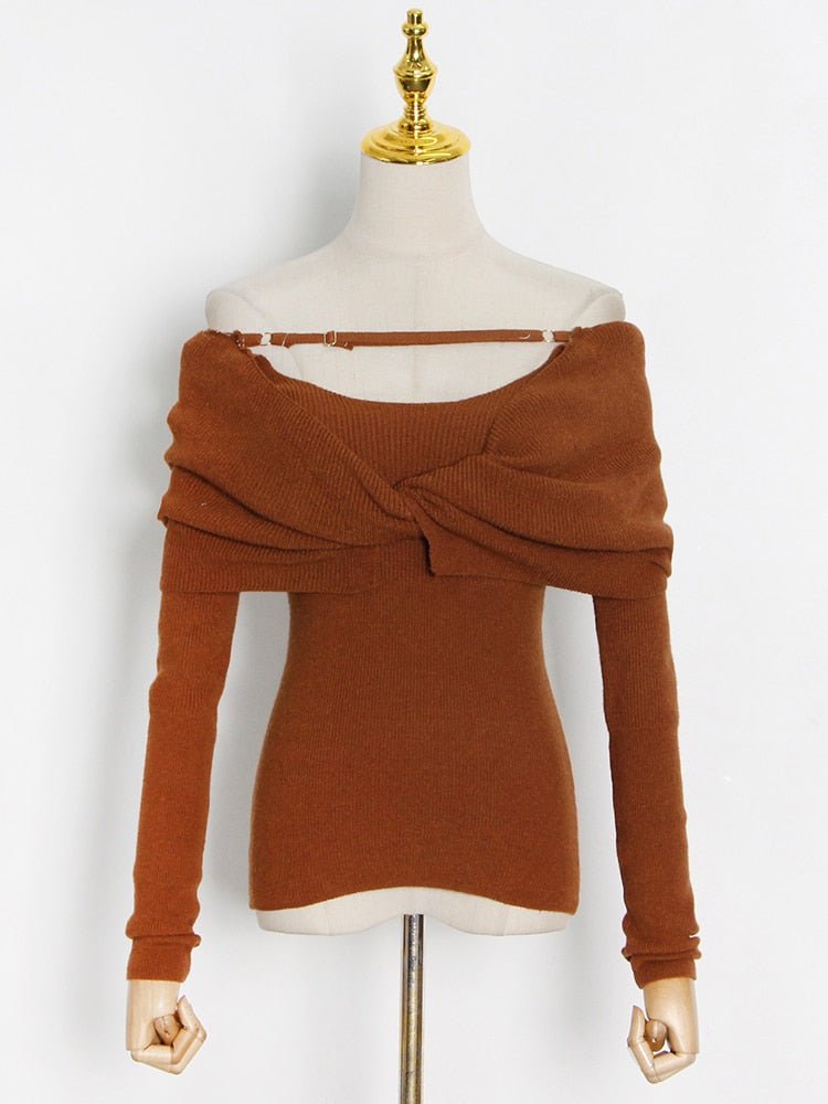 Off-Shoulder Knit Sweater