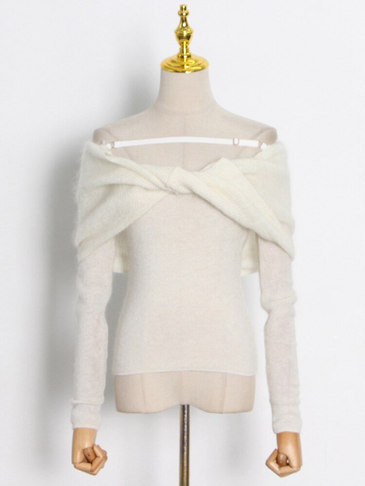Off-Shoulder Knit Sweater