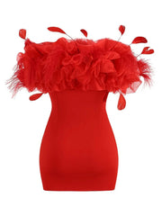 Off-Shoulder Puffy Ruffle Mini Dress