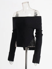Off Shoulder Strapless Knitted Sweater