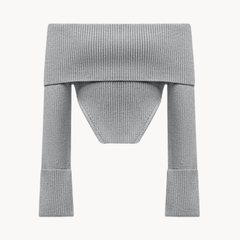 Off Shoulder Strapless Knitted Sweater
