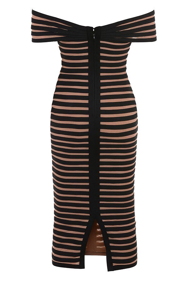 Off Shoulder Striped Dress