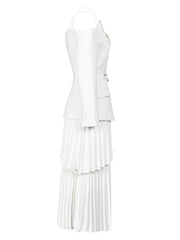 Off-Shoulder Top+Pleated Skirt Set