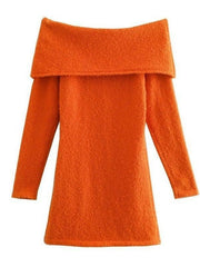 Off the Shoulder Mini Knit Dress