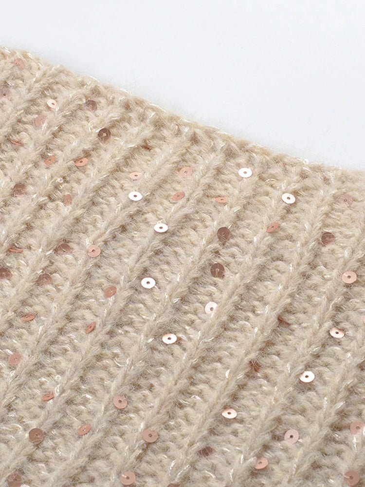 Ombre Sequined Knit Wool Sweater