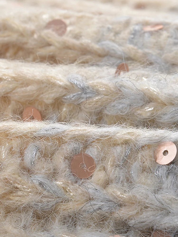 Ombre Sequined Knit Wool Sweater