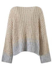 Ombre Sequined Knit Wool Sweater