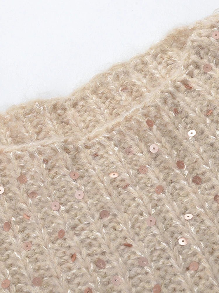 Ombre Sequined Knit Wool Sweater