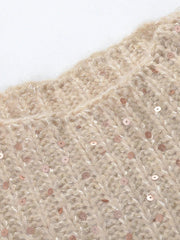 Ombre Sequined Knit Wool Sweater