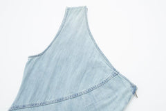 One Shoulder Denim Patchwork Dress