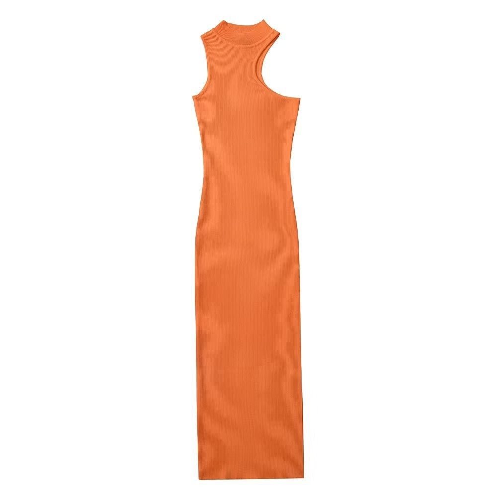 One Shoulder Split Knit Dress