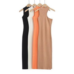 One Shoulder Split Knit Dress