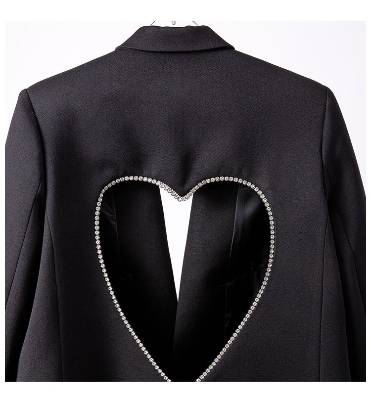 Open Back Heart Diamonds Blazer