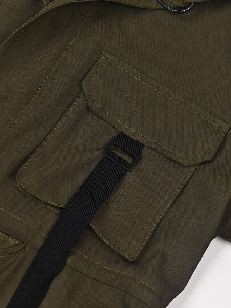 Open Skirt Drawstring Windbreaker