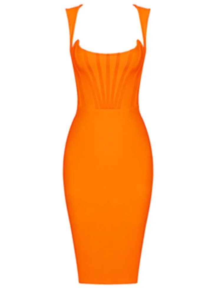 Orange Bodycon Bandage Dress