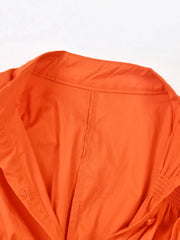Orange Stand Collar Ruched Dress