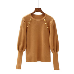Ornate Buttons Adorned Knit Sweater