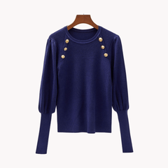 Ornate Buttons Adorned Knit Sweater