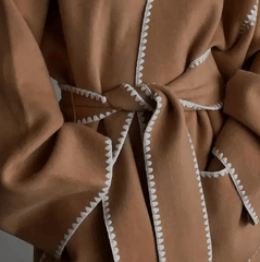 Overstitched Belted Kimono Style Jacket