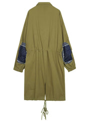 Paisley Spliced Drawstring Trench Coat