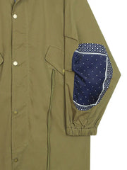 Paisley Spliced Drawstring Trench Coat