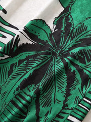 Palm Print Flare Sleeve Dress