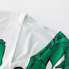 Palm Printed V Neck Dress