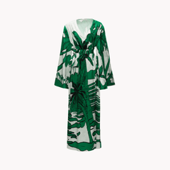Palm Printed V Neck Dress