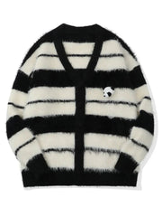 Panda Applique Striped Knit Sweater
