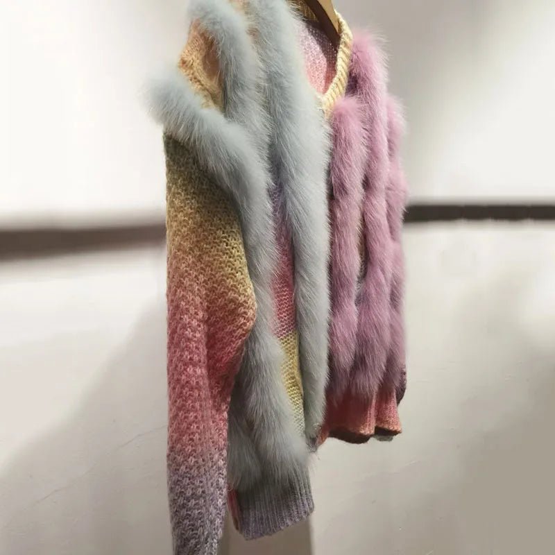 Pastels Fox Fur Knitted Jacket
