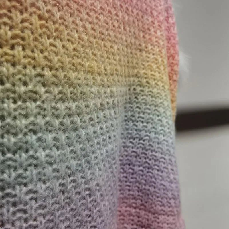 Pastels Fox Fur Knitted Jacket