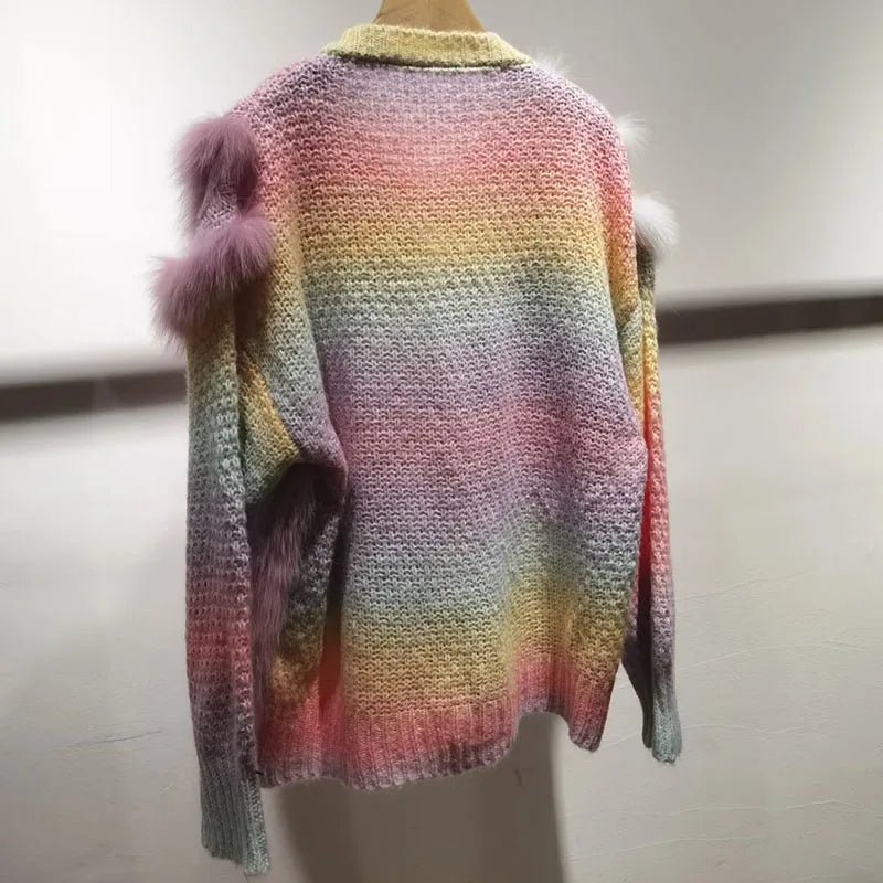 Pastels Fox Fur Knitted Jacket
