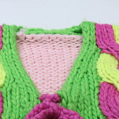 Pastels Lantern Sleeves Knit Cardigan