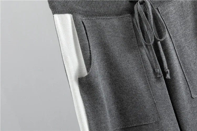 Patch Pockets Knitted Sweater + Pants Set